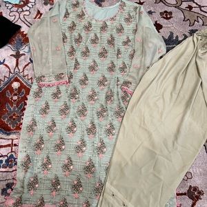 New 3 piece chiffon women party dress Salwarkameez xl